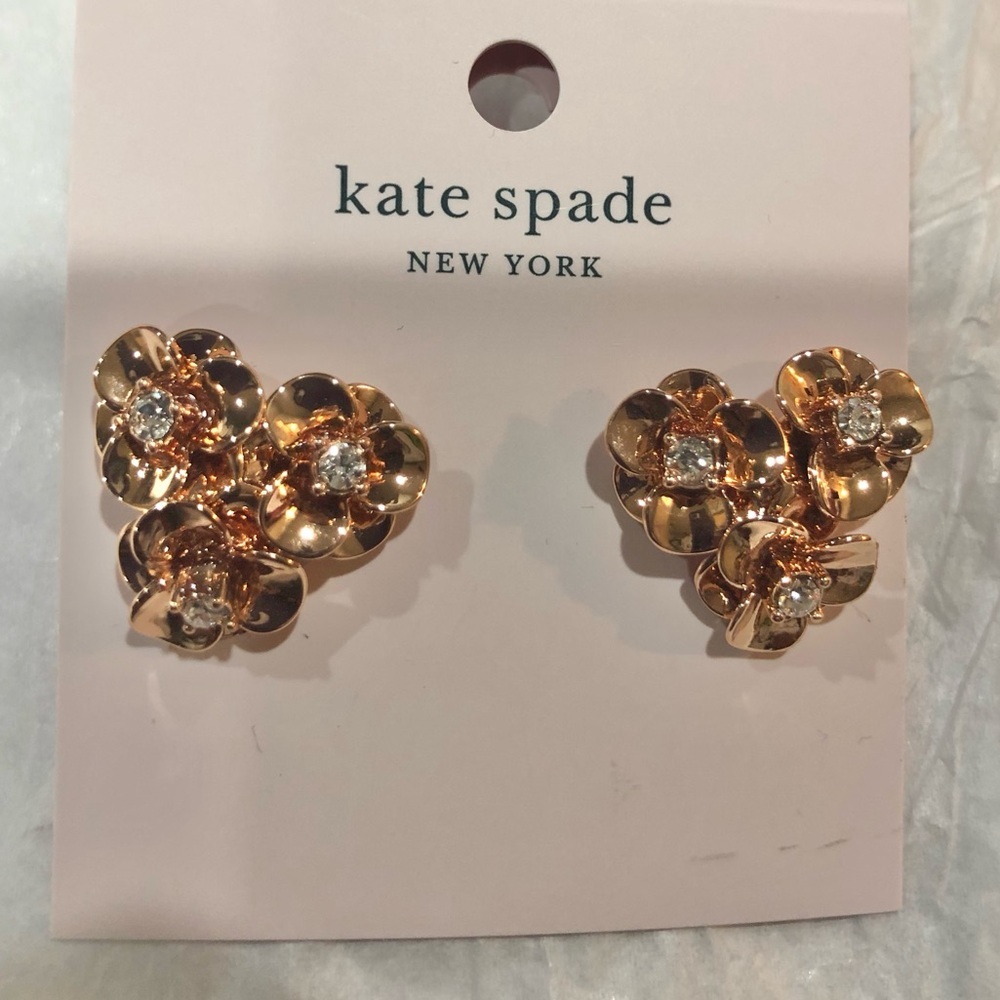 Kate Spade floral bouquet Shine on earrings in‎ pink rose gold tone brand new